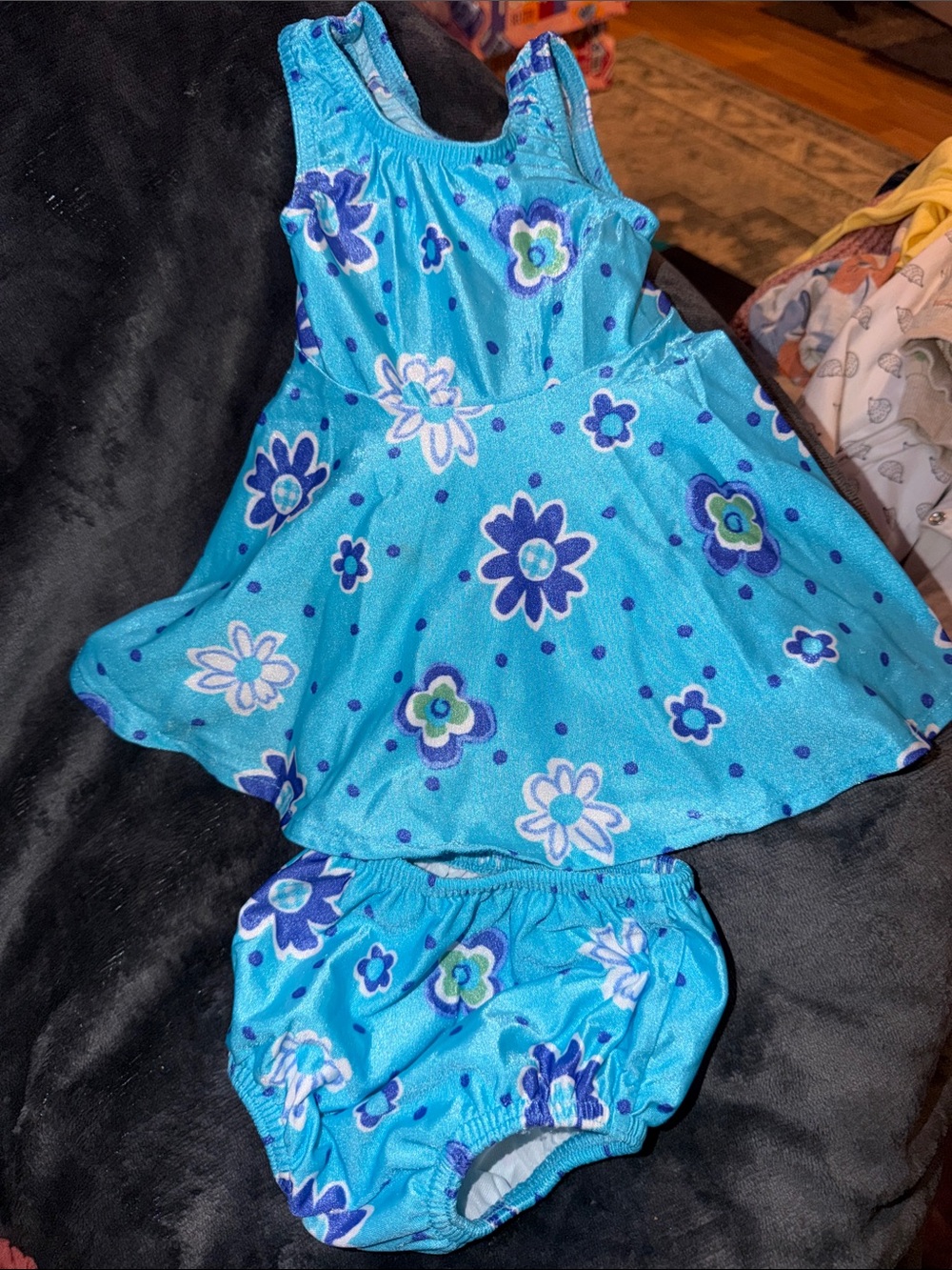 L.L. Bean Blue Floral Girls' Swim Dress and Bloomers